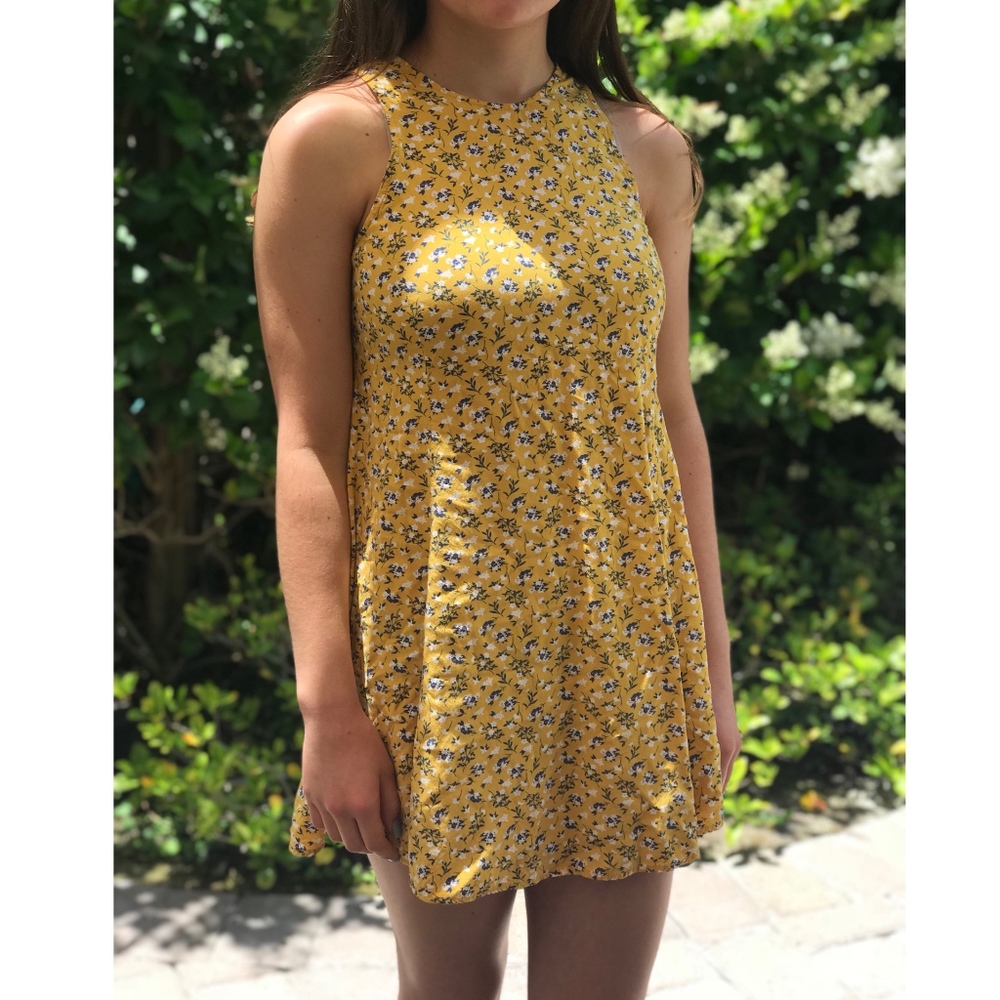 Old Navy Yellow Floral A-Line Mini Sundress